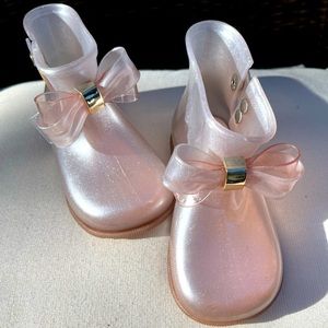 Pink shimmer mini Melissa boots